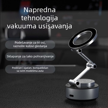Sklopivi magnetski držač za mobitel u automobilu, s ljepivim stražnjim dijelom, rotirajući držač za ploču od aluminijske legure