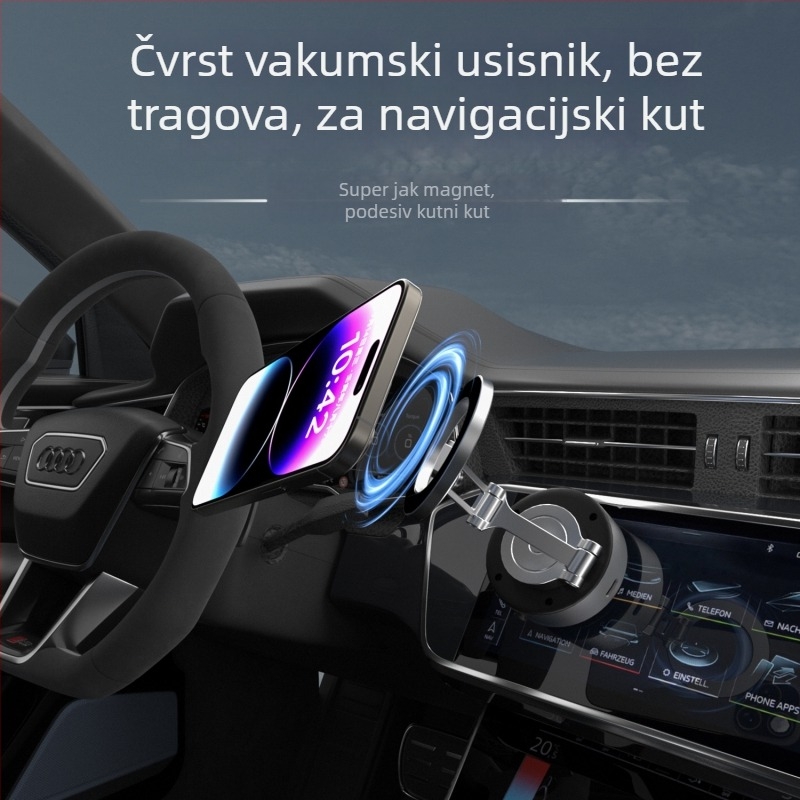 Sklopivi magnetski držač za mobitel u automobilu, s ljepivim stražnjim dijelom, rotirajući držač za ploču od aluminijske legure