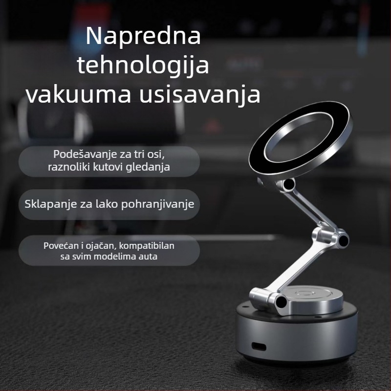 Sklopivi magnetski držač za mobitel u automobilu, s ljepivim stražnjim dijelom, rotirajući držač za ploču od aluminijske legure