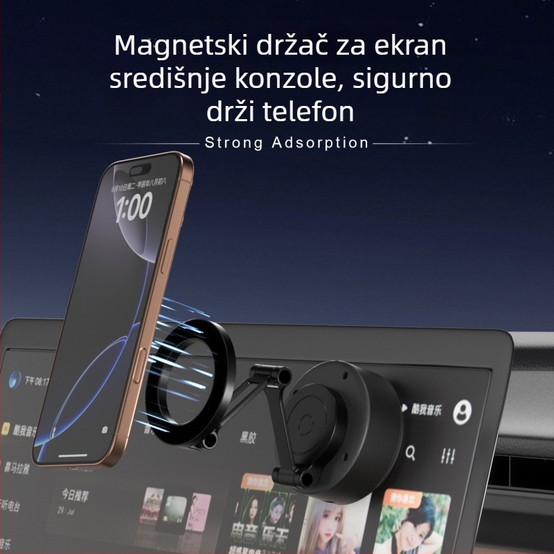 Sklopivi magnetski držač za mobitel u automobilu, s ljepivim stražnjim dijelom, rotirajući držač za ploču od aluminijske legure