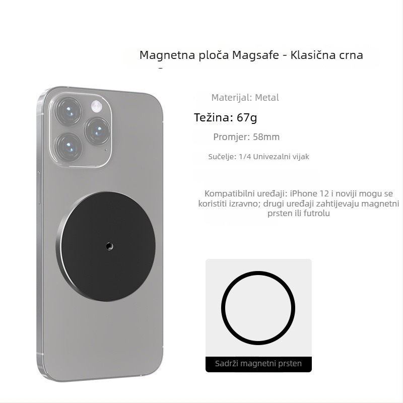 Oldshark MagSafe metalni držač za telefon – aluminijski dodatak s mogućnošću prilagodbe, licencirana privatna marka
