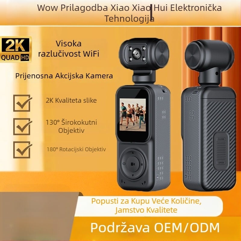 Prijenosna akcijska kamera za outdoor Q5, stabilizacija slike, 2K video, TF kartica za pohranu, trajanje baterije 5–6 sati