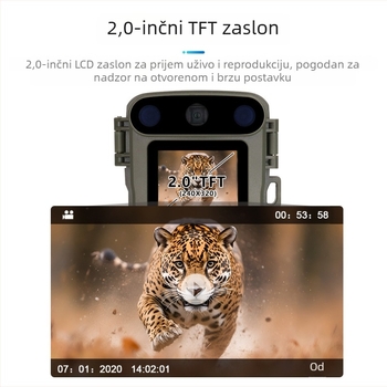 Vanjska vodootporna infracrvena sigurnosna kamera Jm-H66mini, 4K video, 2-inčni LCD, TF memorijska kartica