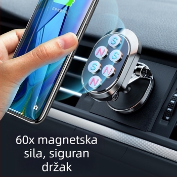 Magnetski držač za automobil za telefon – univerzalni, plastični, rotirajući i sklopivi navigacijski stalak
