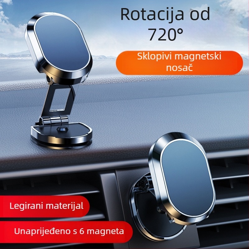 Magnetski držač za automobil za telefon – univerzalni, plastični, rotirajući i sklopivi navigacijski stalak