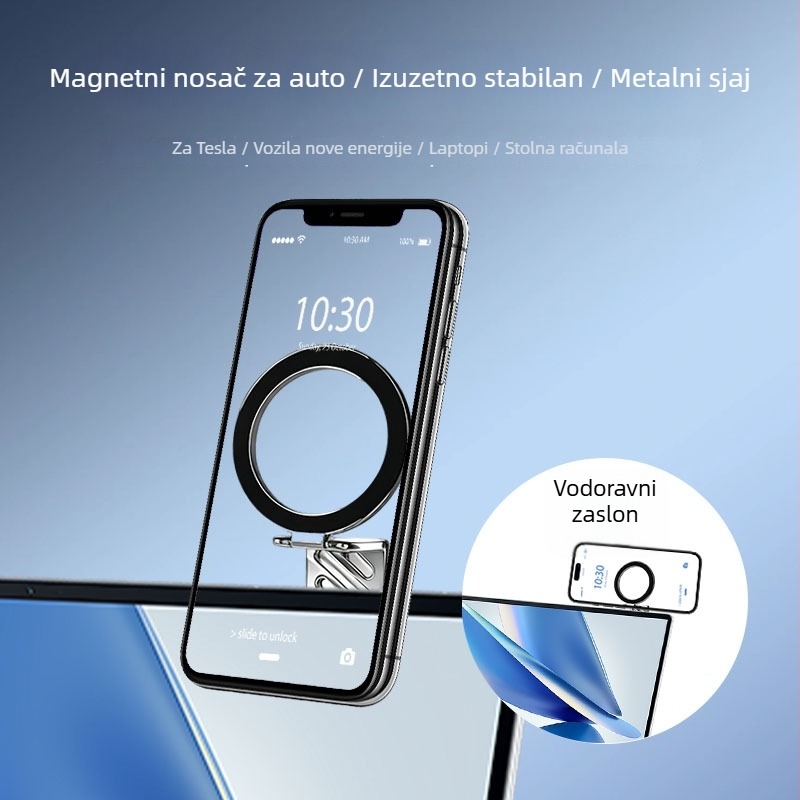 Magnetski držač telefona za auto od legure, s sustavom protiv vibracija i izuzetno stabilnom konstrukcijom.