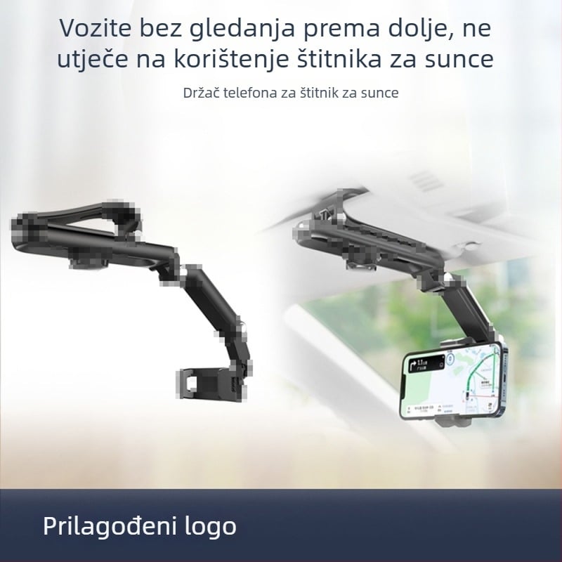 Držač za telefon u automobilu, univerzalna podrška za navigaciju na sunčani vizir, HUD klip, prenosno