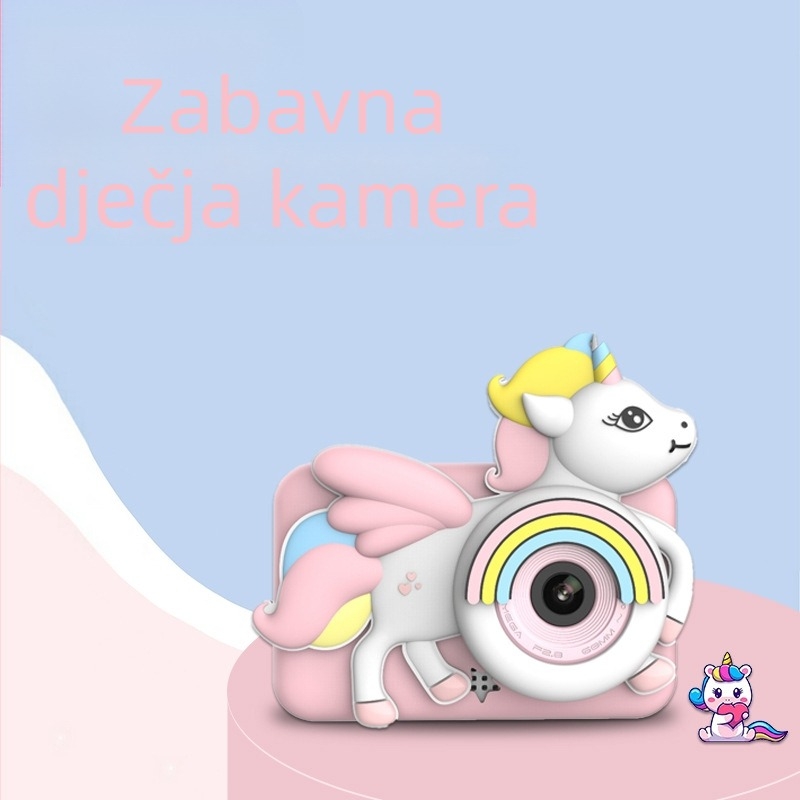 DELANDA D32 Mini Dječja Kamera s Dvostrukom Kamerom, Zaštitnim Kućištem i Ručnim Držačem, 2.0'' LCD, TF Kartica, ABS Kućište