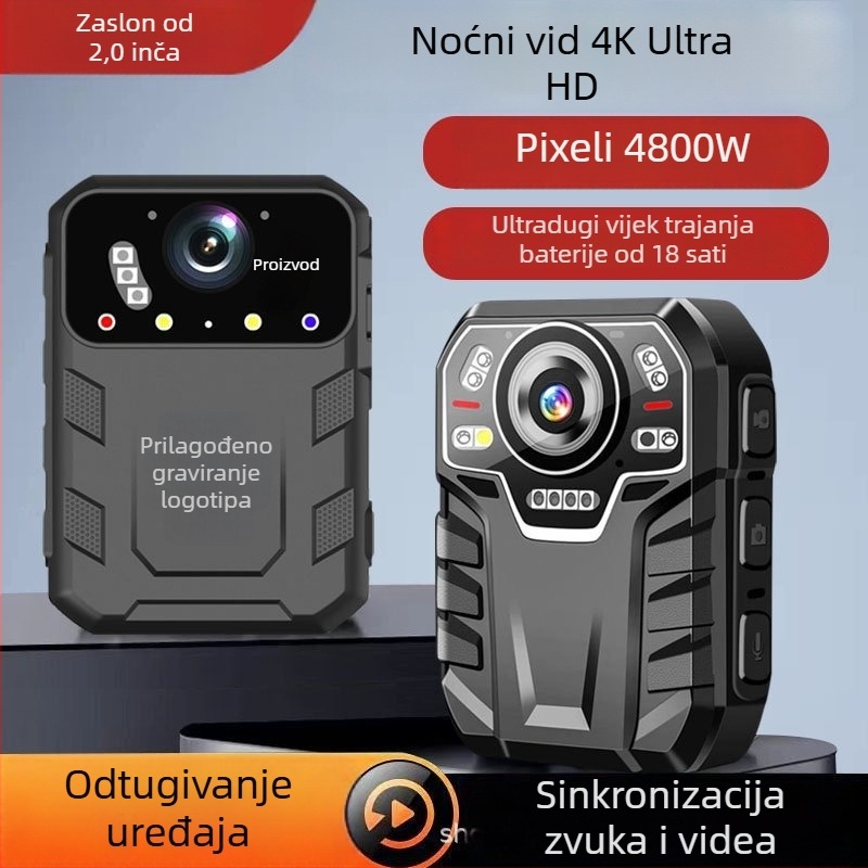 Profesionalni nosivi videorekorder na prsima s noćnim vidom i elektroničkom stabilizacijom slike, 16x optički zum, CMOS senzor, 1296P, trajanje baterije 10 sati