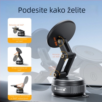 Držač za mobitel u automobilu s vakuumskom čašom, MagSafe kompatibilan, sklopiv, magnetni, plastična konstrukcija