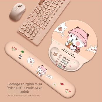 Miš-podloga s naslonom za zapešće – gumasta stolna podloga, crtani stil, toplinski prijenos ispisa, OEM dizajn