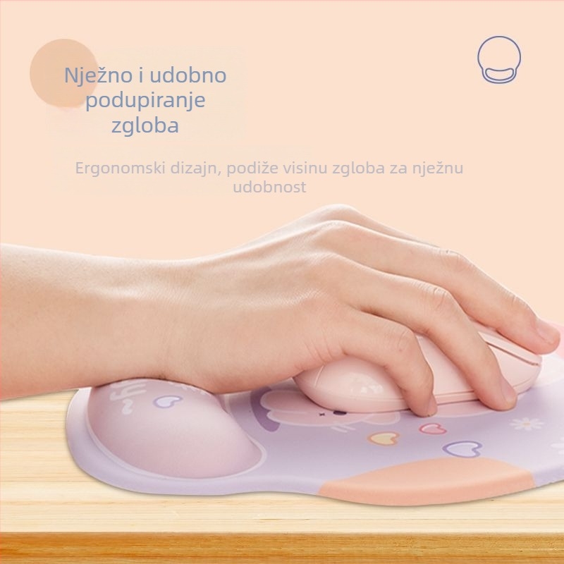 Miš-podloga s naslonom za zapešće – gumasta stolna podloga, crtani stil, toplinski prijenos ispisa, OEM dizajn