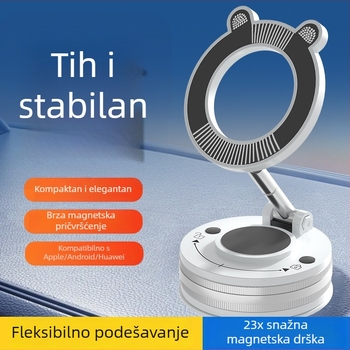 Auto držač za telefon s magnetom, okretni, vakuumskim prianjanjem, sklopivi, univerzalni držač za navigaciju
