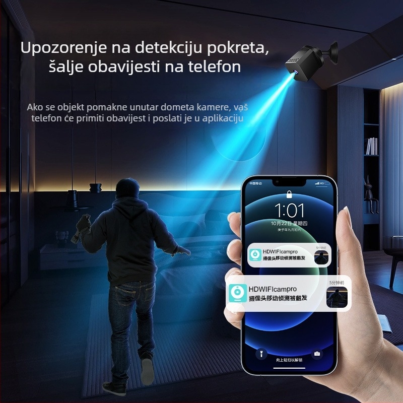 F1 Vanjska kamera s HD WiFi i noćnim vidom, TF kartica memorije, LCD zaslon 2.8 mm, ABS plastika