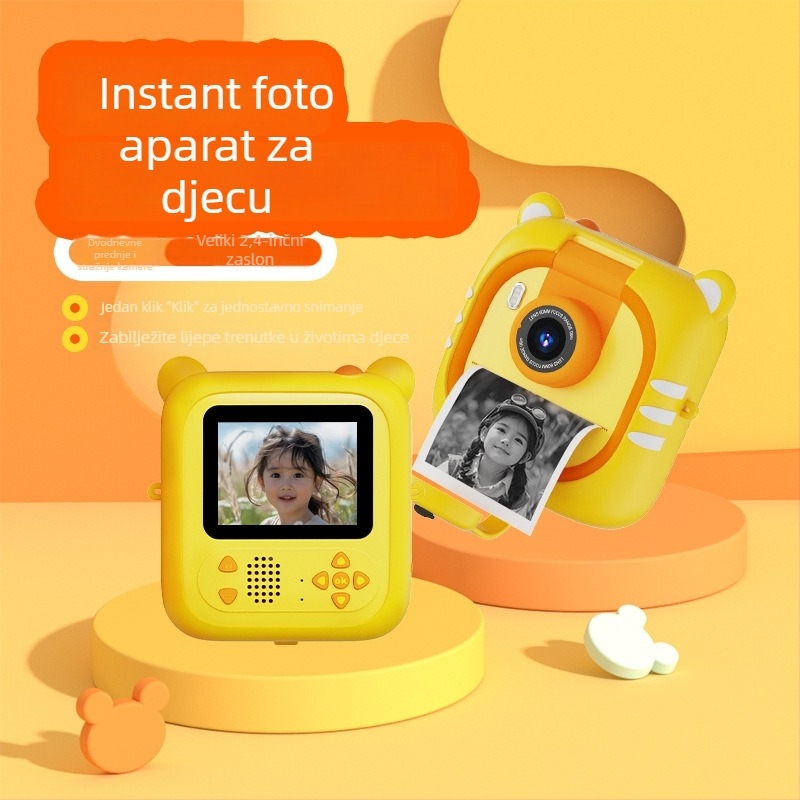 D2 Polaroid Dječja Digitalna Kamera s Okretnim Objektivom i Ispisom Fotografija | 48 MP senzor | 2,4" IPS zaslon | TF kartica | ABS kućište | Baterija 1300 mAh