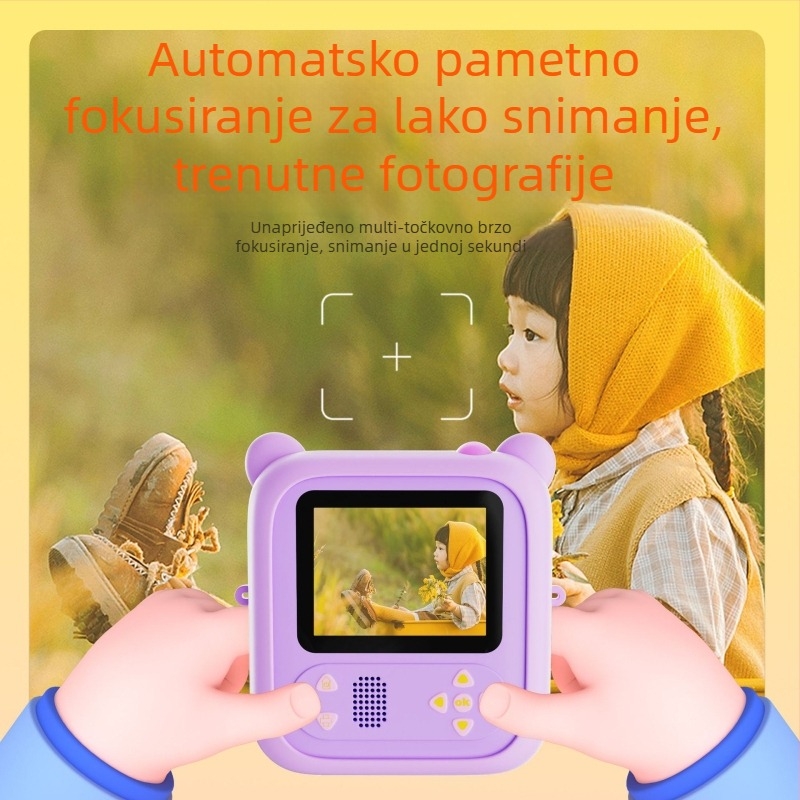 D2 Polaroid Dječja Digitalna Kamera s Okretnim Objektivom i Ispisom Fotografija | 48 MP senzor | 2,4" IPS zaslon | TF kartica | ABS kućište | Baterija 1300 mAh