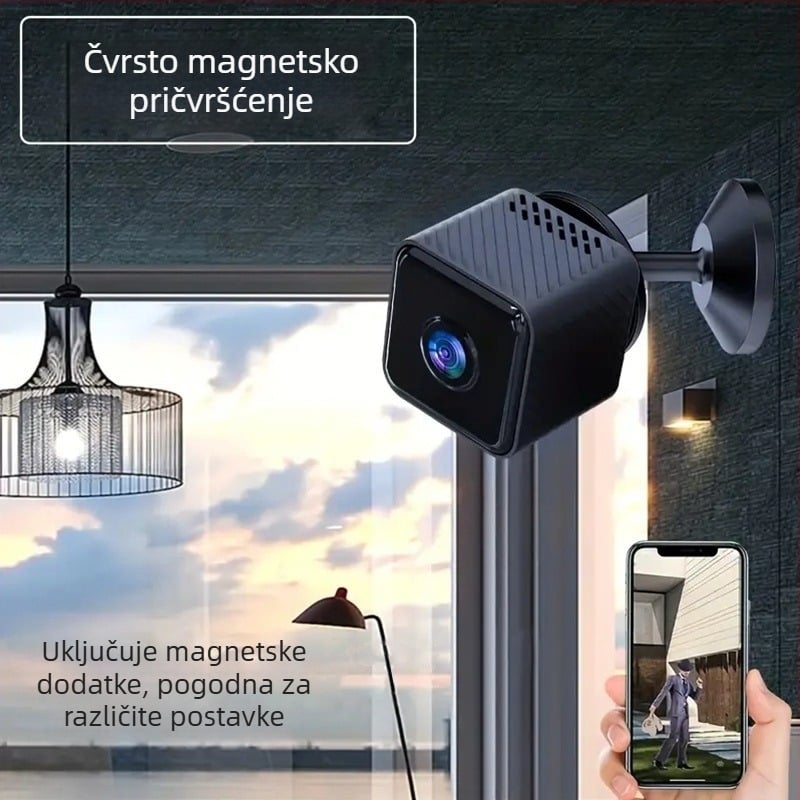 X2 Unutarnja Bežična Kamera Za Nadzor, 1080p Infrared Noćno Vidjenje, TF Pohrana, 90 Minuta Trajanja Baterije