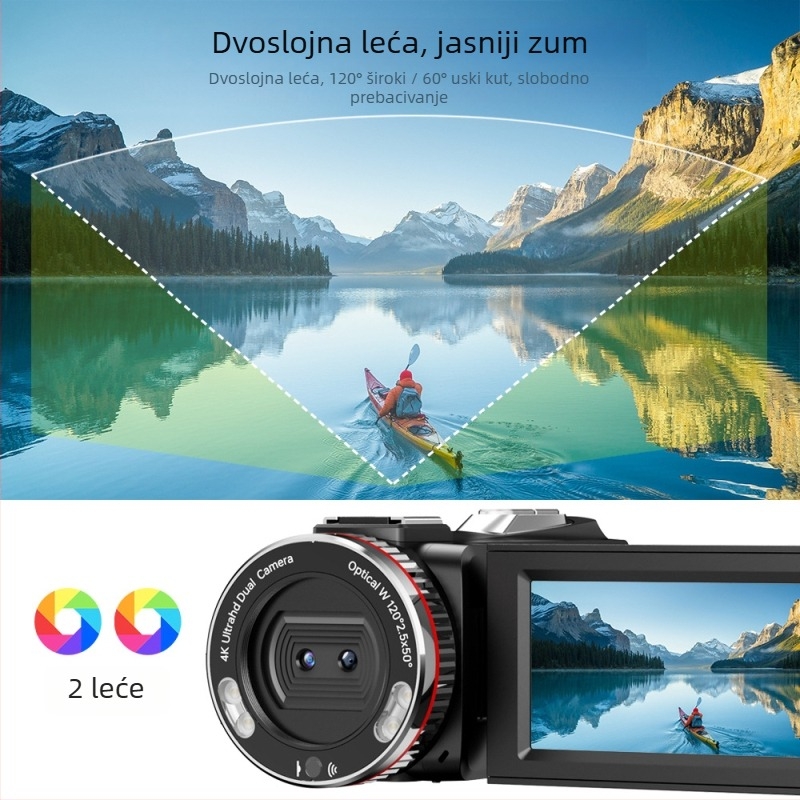 HDV900 Pro Ručna kamera sve-u-jednom – 21x optički zoom, 24MP CMOS senzor, 1080p, 270° rotirajući ekran, USB-C/HDMI, MicroSD