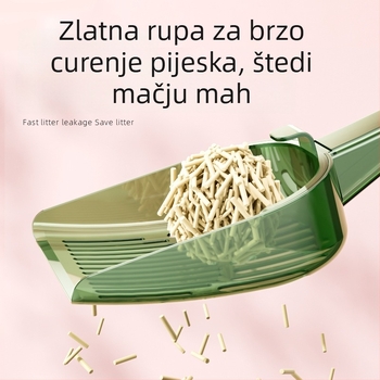Lopatica za mačji pijesak, s finim otvorima, transformirajuća dvodijelna u jedno, kosim sitom, od plastike