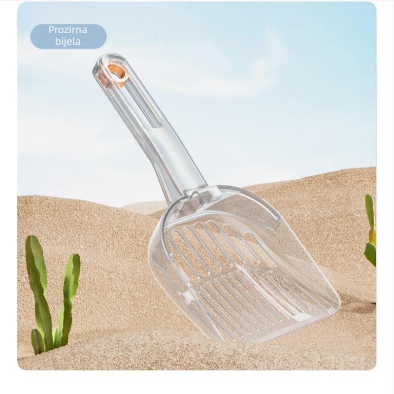 Lopatica za mačji pijesak, s finim otvorima, transformirajuća dvodijelna u jedno, kosim sitom, od plastike
