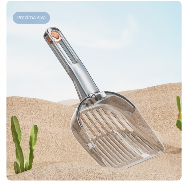 Lopatica za mačji pijesak, s finim otvorima, transformirajuća dvodijelna u jedno, kosim sitom, od plastike
