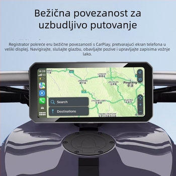 Motocikl DVR s CarPlay projekcijom, GPS navigacijom, 1080p zapisom, 140° kutom snimanja, podrška TF karti 128GB