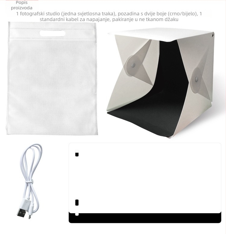 SHOWSHOOT Mini studio s jednom LED lampom; PVC kućište; težina 0,35 kg; spot rasvjeta