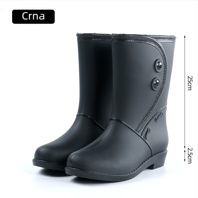 Ženske kišne čizme s fleecem podstavom, srednje visoke, vodootporne i protuklizne