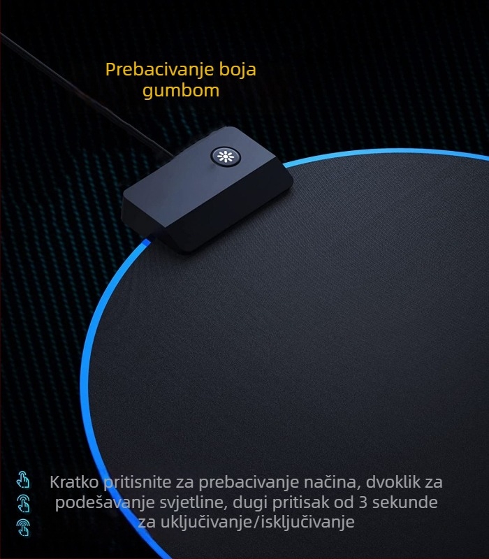 Stolna podloga s podrškom zapešća (Model Q3, Materijal: guma + tkanina, jednostrana, Podrška zapešću, OEM)