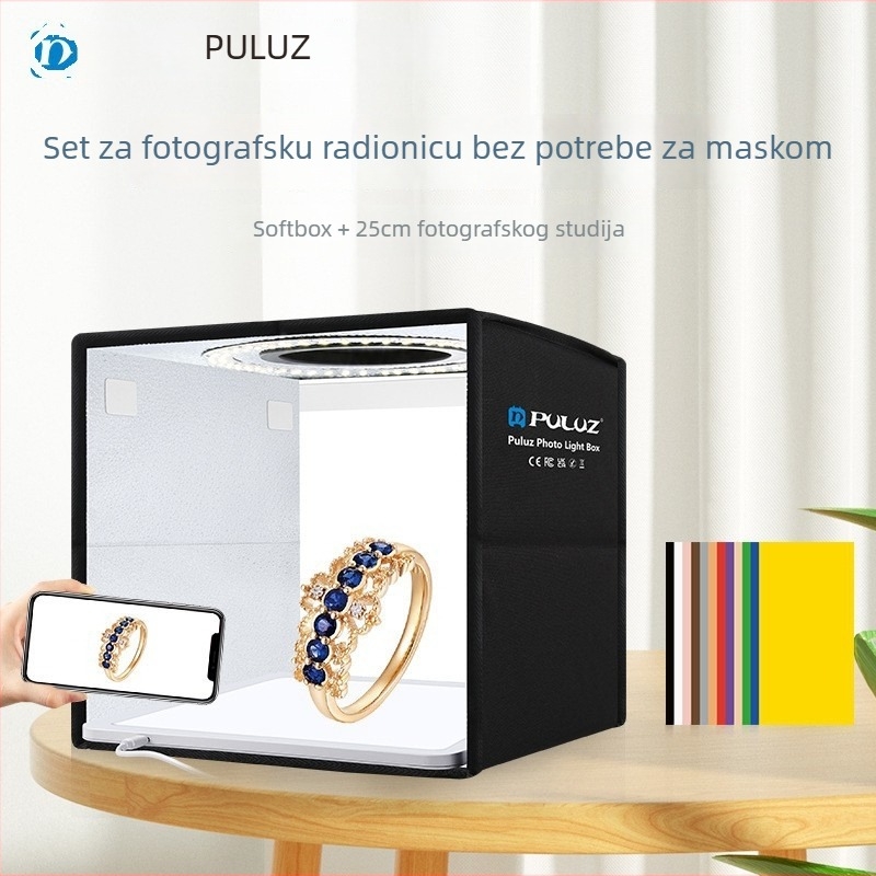 PULUZ Pkt3101b Set fotografsko studija — LED svjetlo visoke jačine, kutija za rasvjetu bez sjena, poliester konstrukcija, za profesionalnu fotografiju