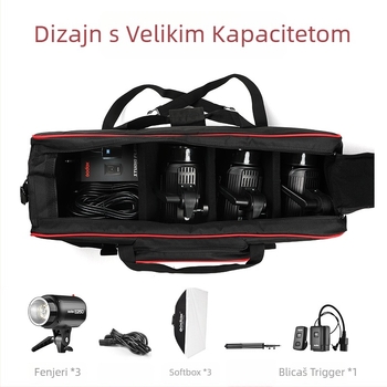 Set studijske rasvjete s prijenosnom torbom i zaštitnom kutijom, poliester konstrukcija, univerzalna kompatibilnost, Shenniu CB-05