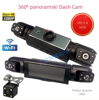 Automobilska dashcam s Wi‑Fi, 1080p, 140° široki kut, ciklično snimanje, 16GB memorije