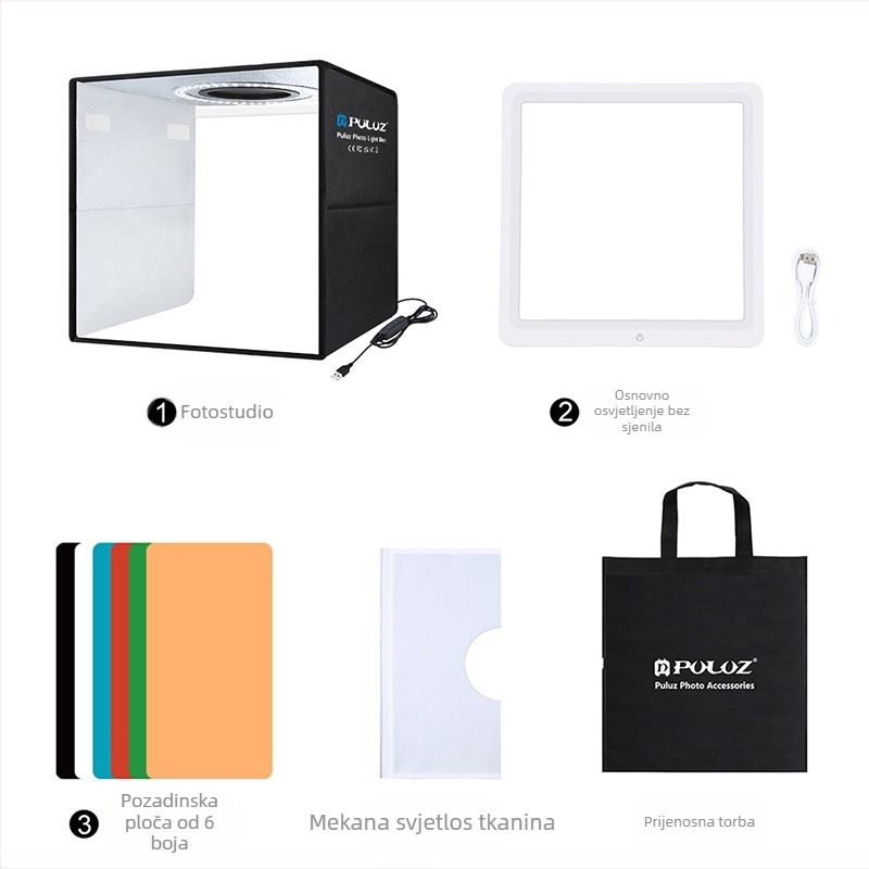 Set svjetlosnog studija bez sjene, prijenosni i sklopivi, PKT3200, Oxford tkanina, 2,46 kg