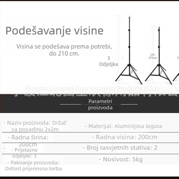 Pozadinski okvir za fotografiju – aluminijska legura; pogodno za fotografiju proizvoda; model: Background frame; težina: 2,5 kg; marka: Tubao image