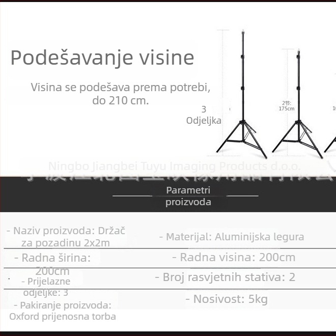 Pozadinski okvir za fotografiju – aluminijska legura; pogodno za fotografiju proizvoda; model: Background frame; težina: 2,5 kg; marka: Tubao image