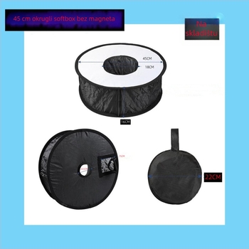 Kružni softbox bez magneta za fotoaparat, gornja montaža, sklopiv, mekano svjetlo