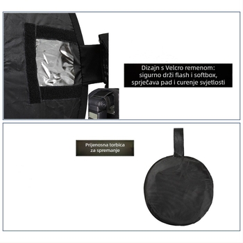 Kružni softbox bez magneta za fotoaparat, gornja montaža, sklopiv, mekano svjetlo