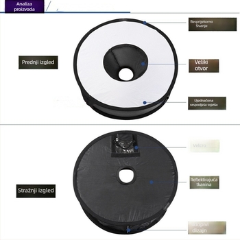 Kružni softbox bez magneta za fotoaparat, gornja montaža, sklopiv, mekano svjetlo