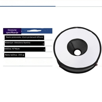 Kružni softbox bez magneta za fotoaparat, gornja montaža, sklopiv, mekano svjetlo