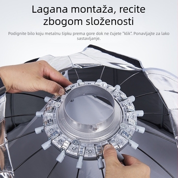 Parabolični softbox, model 90, reflektirajući materijal, težina 0.4 kg, uključuje mrežu za parabolični softbox