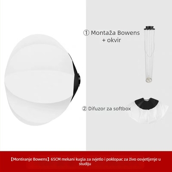 Fotografski set s balonom meke svjetlosti, model 65cm soft light ball, pogodna za fotografiju i prijenos uživo, materijal: Drugi, težina: 500 g