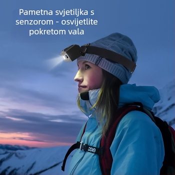 D9 LED kamera za čelo sa senzorom valova, 2.0MP HD akcijska kamera, 90° kut snimanja, USB, baterija 1800mAh