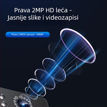 D9 LED kamera za čelo sa senzorom valova, 2.0MP HD akcijska kamera, 90° kut snimanja, USB, baterija 1800mAh