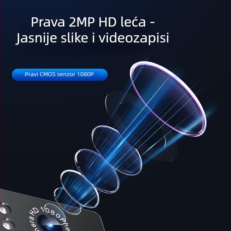 D9 LED kamera za čelo sa senzorom valova, 2.0MP HD akcijska kamera, 90° kut snimanja, USB, baterija 1800mAh