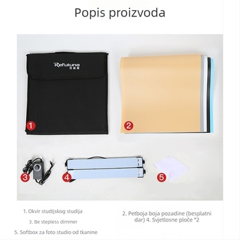 Ruifutu kompaktno LED studijska kutija s poliestrom i LED pločom, sklopiva prijenosna softbox rasvjeta za fotografiju, težina 5 kg
