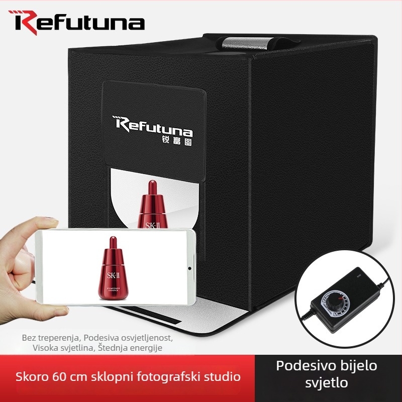Ruifutu kompaktno LED studijska kutija s poliestrom i LED pločom, sklopiva prijenosna softbox rasvjeta za fotografiju, težina 5 kg