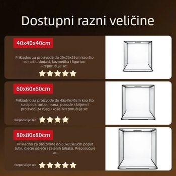 Kompaktno foto studijo za nakit s sklopivim kutijom svjetla i podesivim osvjetljenjem, tijelo od Oxford platna