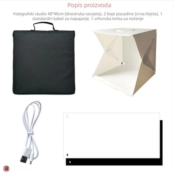 Mini studijski LED svjetlosni kutija za fotografiranje, prijenosni sklopivi dizajn, mekano svjetlo, ekološki plastični materijal