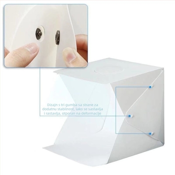 Mini studijski LED svjetlosni kutija za fotografiranje, prijenosni sklopivi dizajn, mekano svjetlo, ekološki plastični materijal