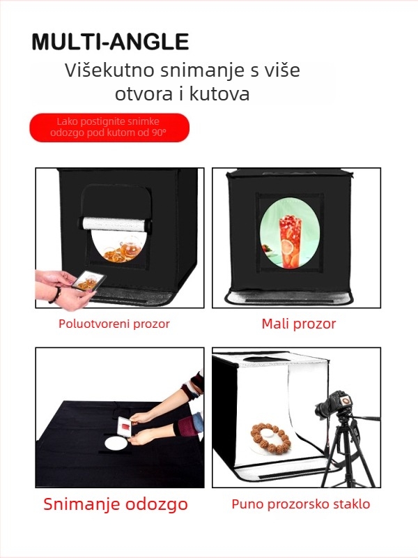 Mali studijski LED svjetlosni kutija za fotografiju tvrtke Bosheng; Reflektivni materijal; Pogodno za osobnu fotografiju; Težina 6.5